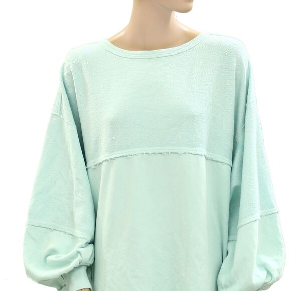 Free People We The Free Coastal Solid Crew Sweatshirt Top Oversized M NWD 277817 - Picture 2 of 5